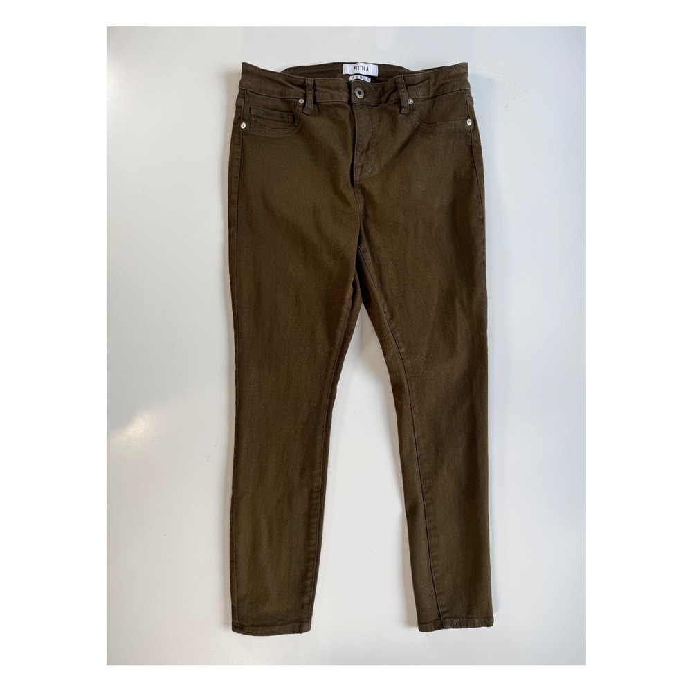 PISTOLA Coated Skinny Jeans Womens 29 (28x27) Stretch Olive Green P6731FTN-COL